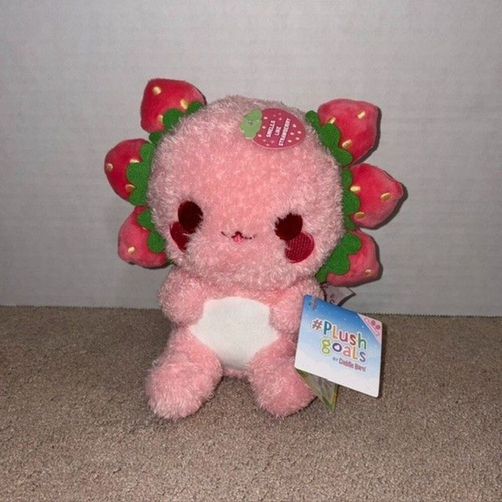 Plush Goals Cuddle Barn Strawberry Axolotl Plush NWT Scented
